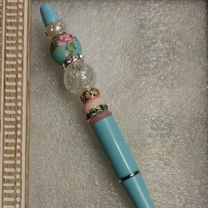 Elegant Blue Beaded Pen